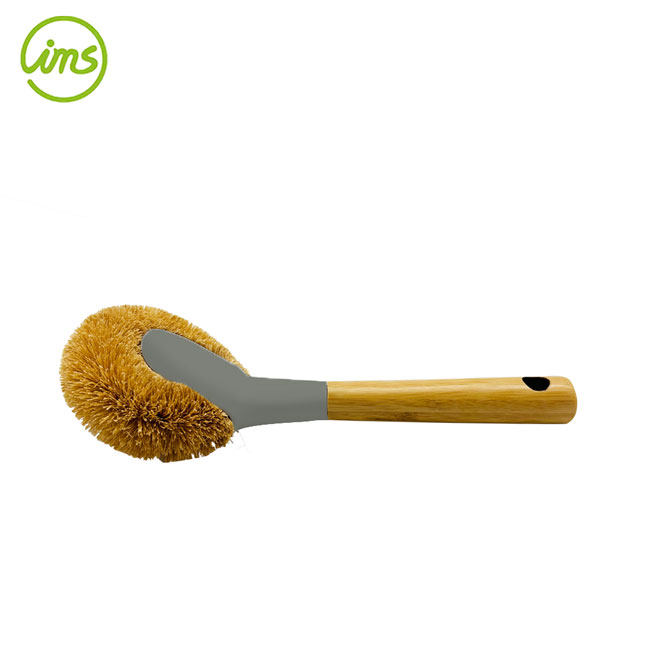 brosse à vaisselle manche en bambou - gris